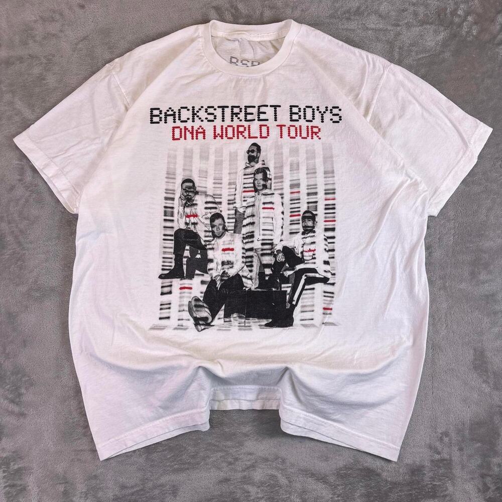 Backstreet Boys DNA World Tour Graphic T-Shirt Mens XL White Concert Tour Merch